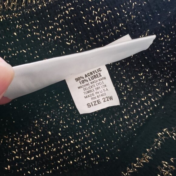 VINTAGE UGLY CHRISTMAS SWEATER-Black Gold Round Neck -SIZE 22W- 1980'S - Picture 12 of 12